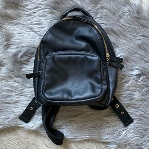 SOLD | Black Faux Leather Mini Backpack